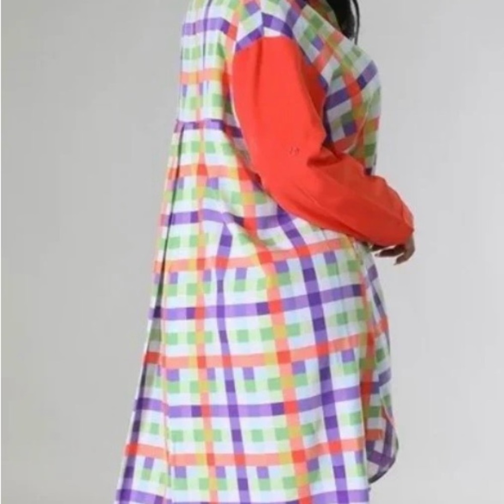 Vibrant Multicolor Plaid Dress - Picture 3 of 4